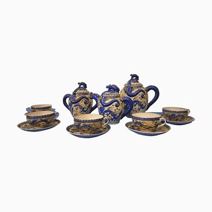 Dragon Motif Coffee / Tea Set in Satsuma Porcelain, Japan, 19th Century, Set of 9-NUC-1444789