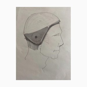 Drawing « helmeted man 1 » for the NASA - Raymond Loewy et William Snaith 1969-ICD-847297