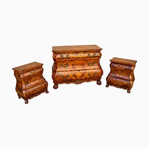 Dresser and Bedside Tables with Dutch-Style Inlays, 1970s, Set of 3-IYX-1398132