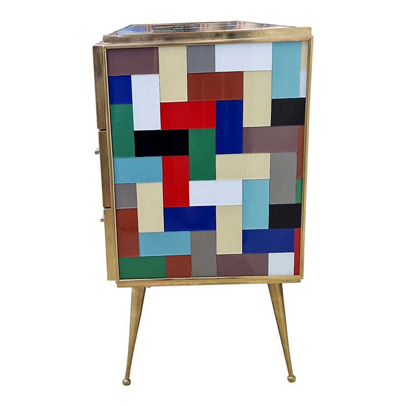 Dresser in Multicolored Murano Glass, 1980s