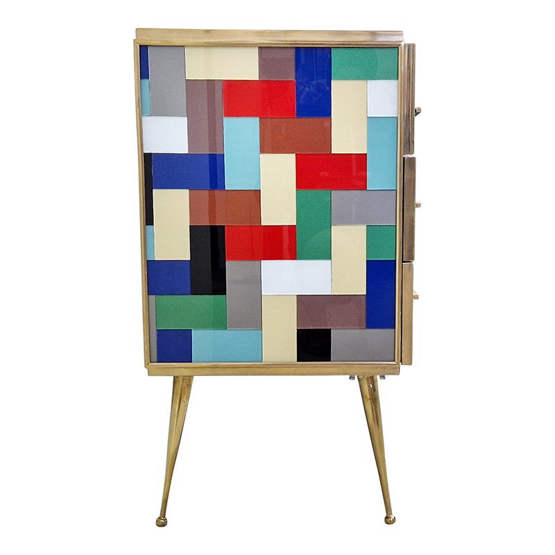 Dresser in Multicolored Murano Glass, 1980s