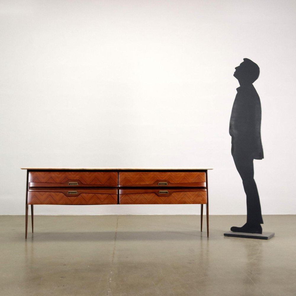 Dresser in Rosewood Veneer with Marble Top, 1950s or 1960s