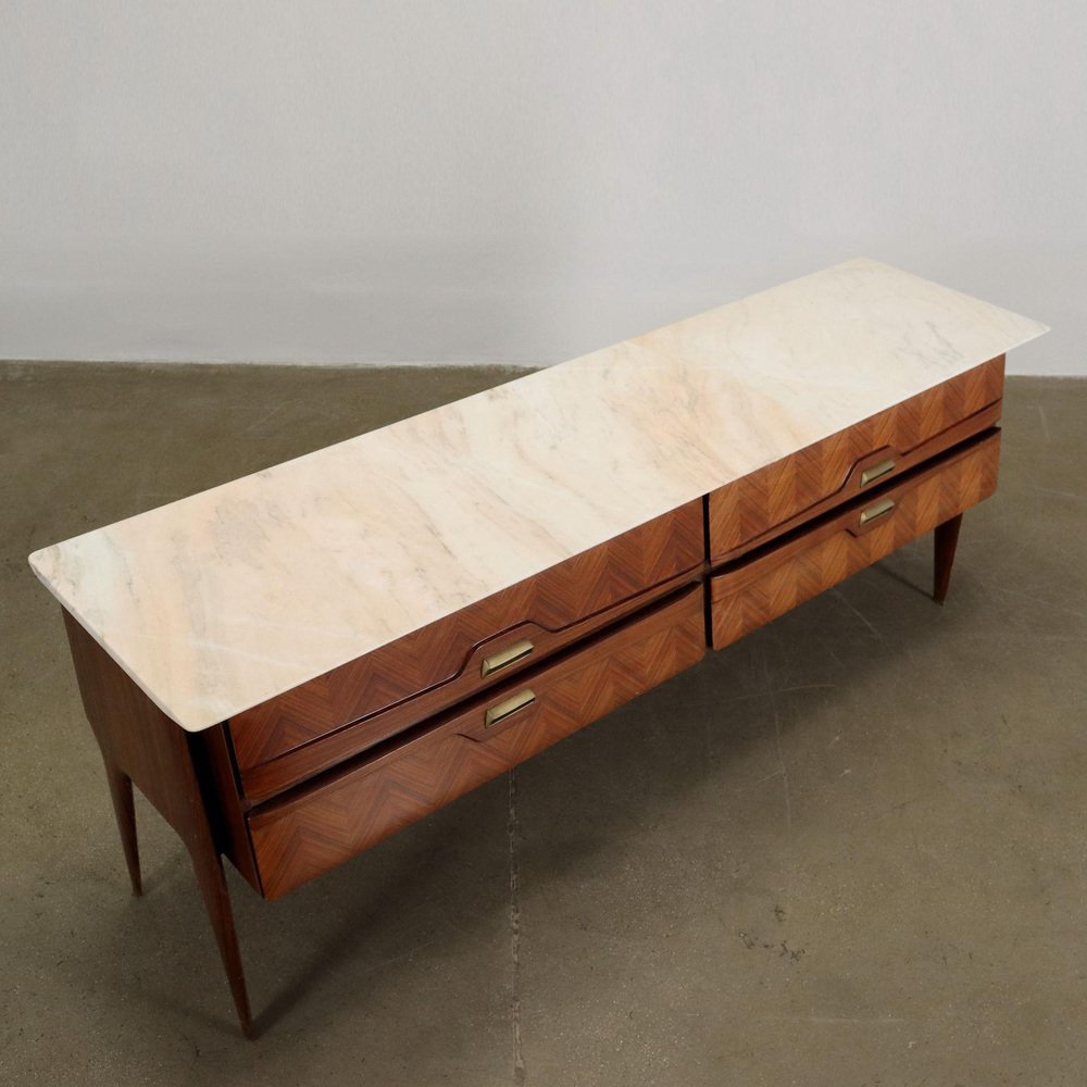 Dresser in Rosewood Veneer with Marble Top, 1950s or 1960s