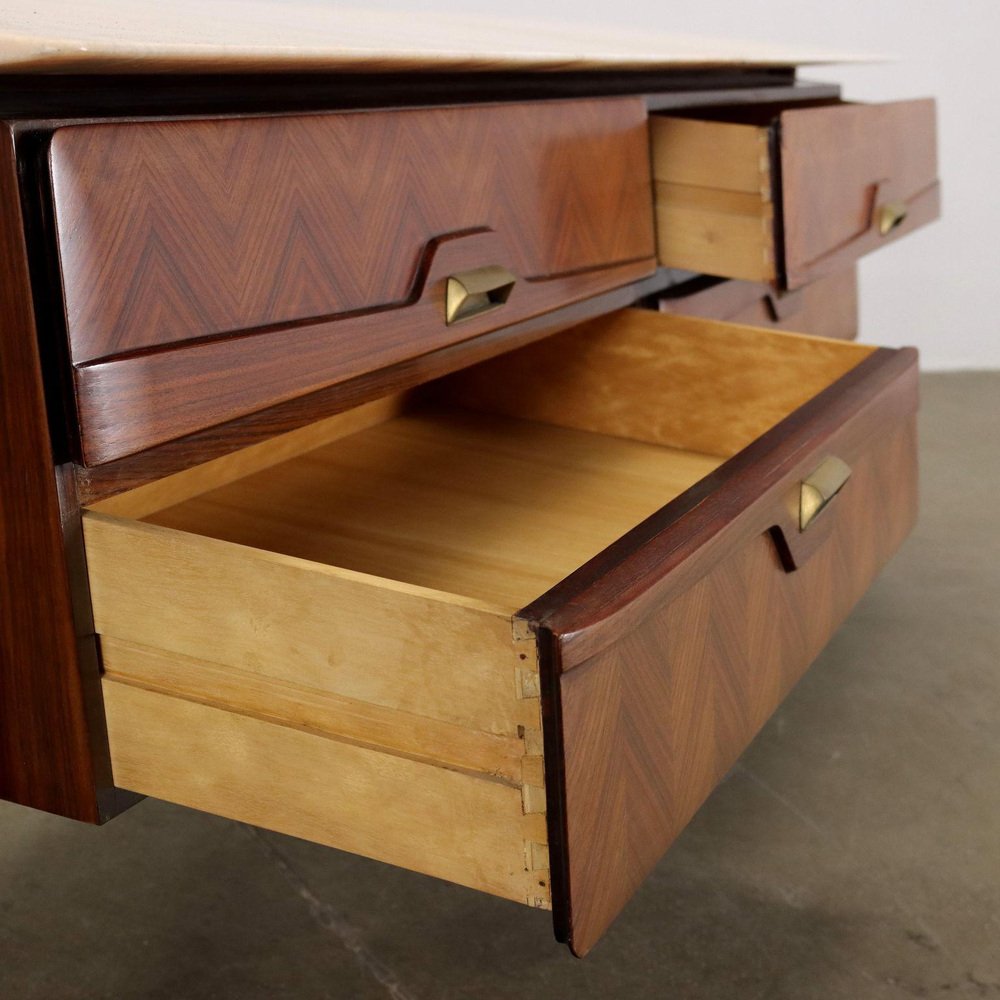 Dresser in Rosewood Veneer with Marble Top, 1950s or 1960s