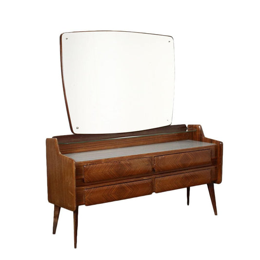 Dresser in Veneered Wood with Mirror, Italy, Mid-20th Century