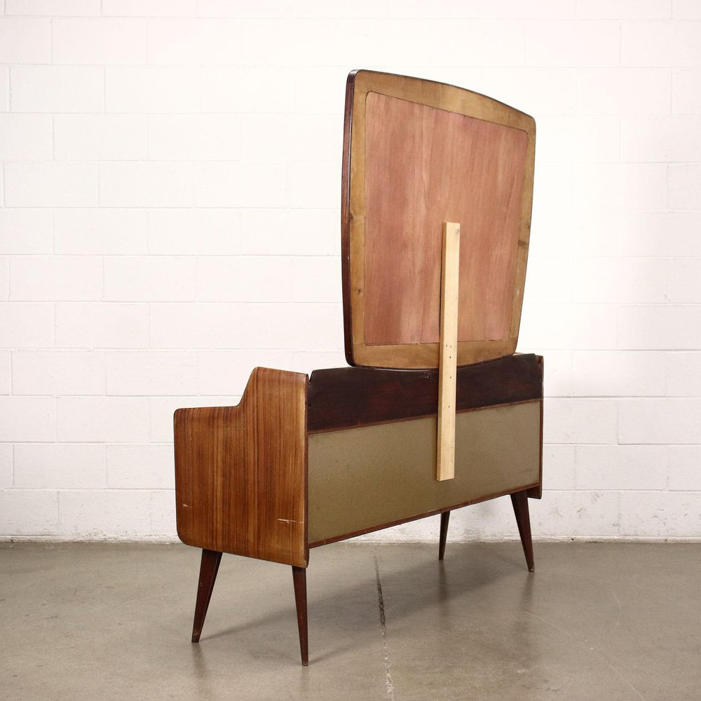 Dresser in Veneered Wood with Mirror, Italy, Mid-20th Century