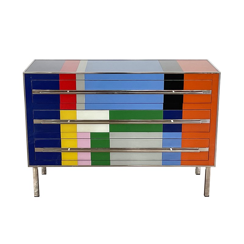 Dresser with 3 Glass Drawers, 1980s