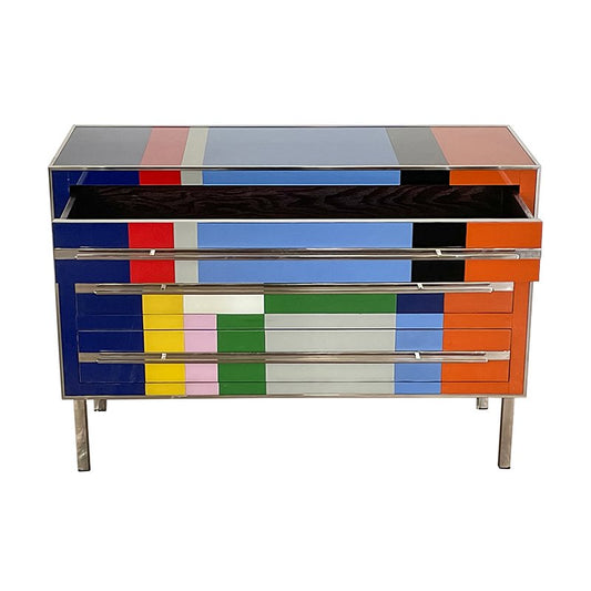 Dresser with 3 Glass Drawers, 1980s