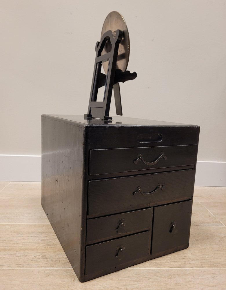 Dresser with Mirror in Lacquered Black, Japan, 1880s