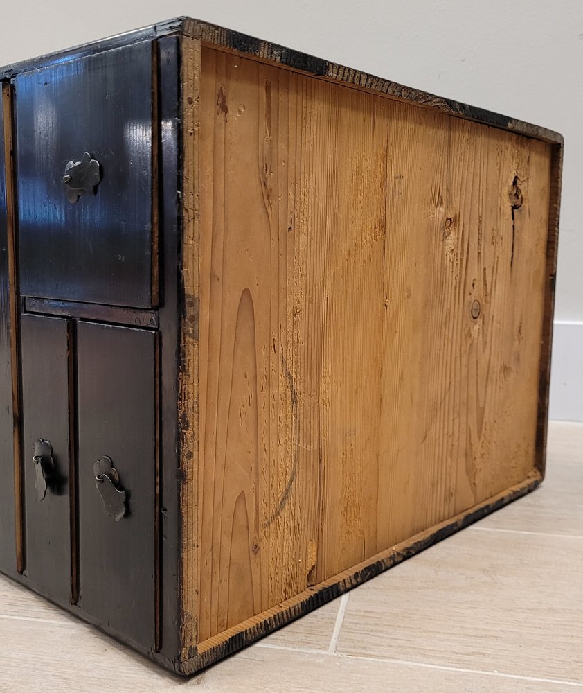 Dresser with Mirror in Lacquered Black, Japan, 1880s