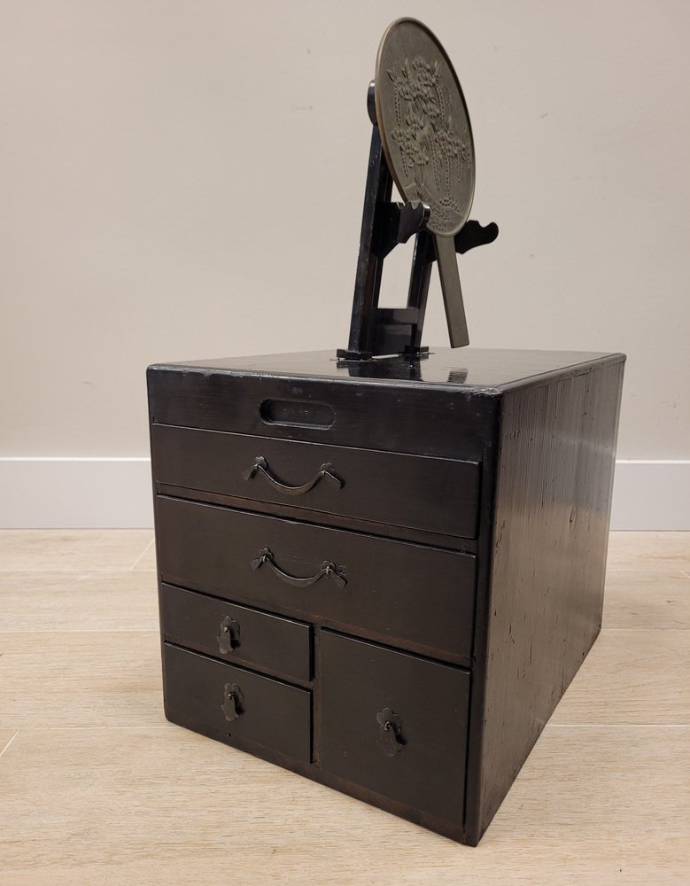 Dresser with Mirror in Lacquered Black, Japan, 1880s