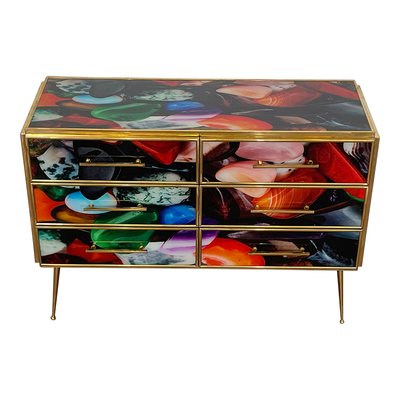 Dresser with Six Colored Glass Drawers, 1980s-BEW-1773499