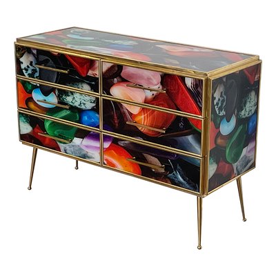 Dresser with Six Colored Glass Drawers, 1980s-BEW-1773499