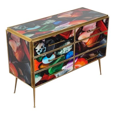 Dresser with Six Colored Glass Drawers, 1980s-BEW-1773499