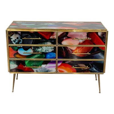 Dresser with Six Colored Glass Drawers, 1980s-BEW-1773499