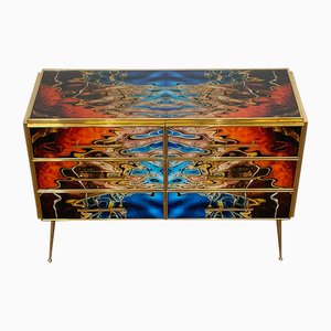 Dresser with Six Multicolored Glass Drawers, 1980s-BEW-1773453