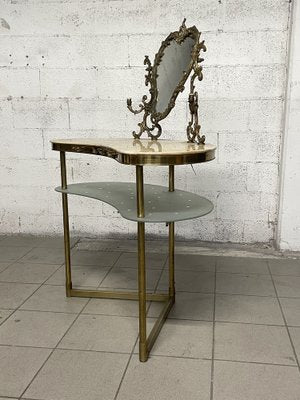 Dressing Table in Brass and Marble, 1940s-JHL-1821035