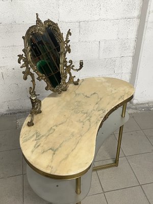 Dressing Table in Brass and Marble, 1940s-JHL-1821035