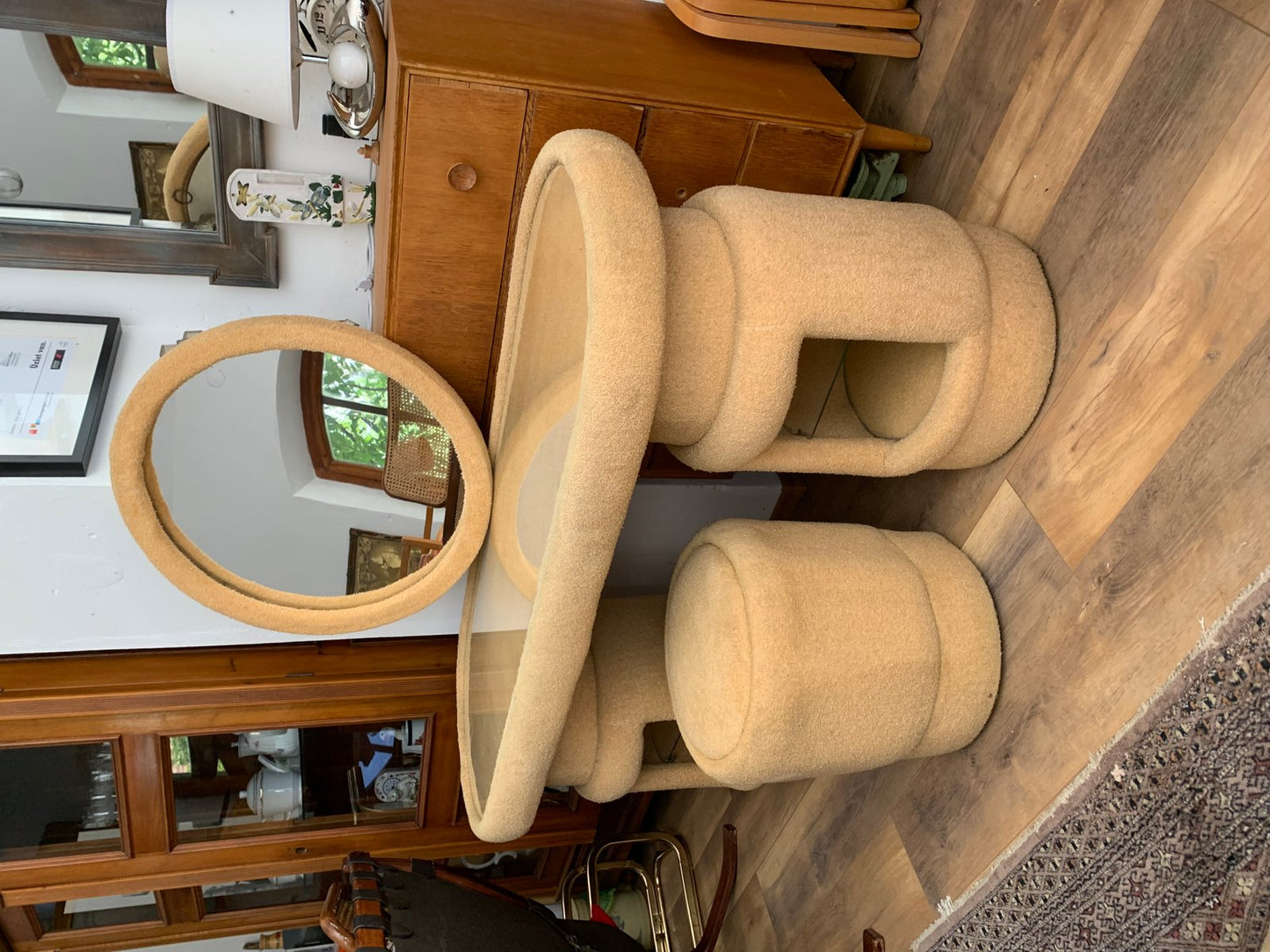 Dressing Table with Fabric Chairs from Kecskeméti Bútorertékesítő Vállalat, 1975, Set of 3