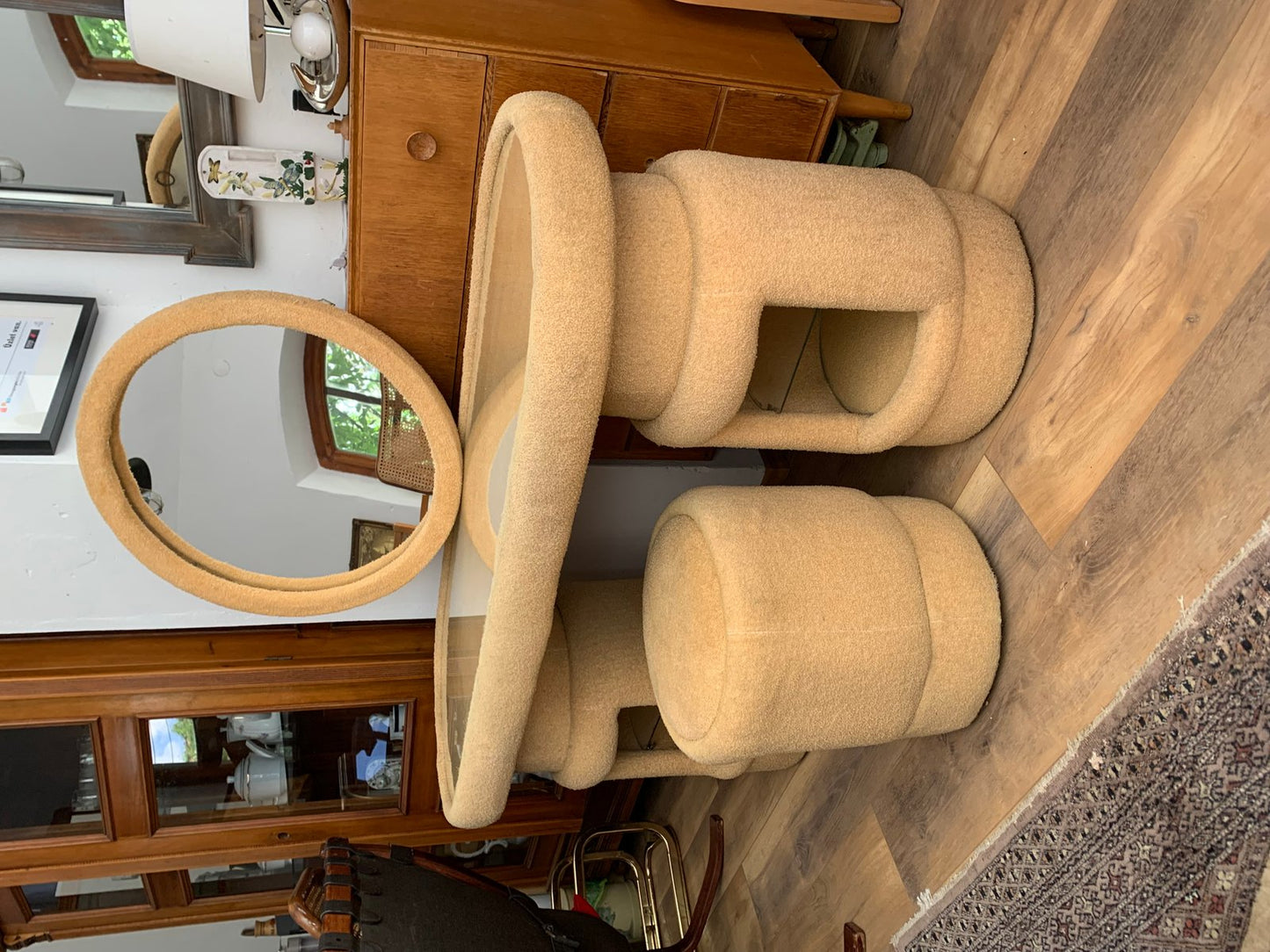 Dressing Table with Fabric Chairs from Kecskeméti Bútorertékesítő Vállalat, 1975, Set of 3