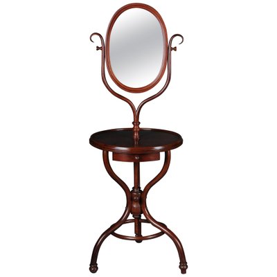 Dressing Table with Standing Mirror in Beech from Thonet, 1900s-FLW-1402147