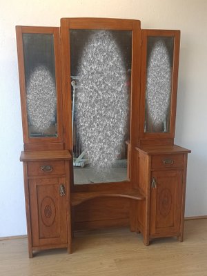 Dressing Table with Triple Mirror, 1950s-ZEF-1724948