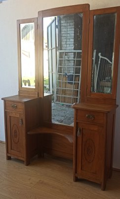 Dressing Table with Triple Mirror, 1950s-ZEF-1724948