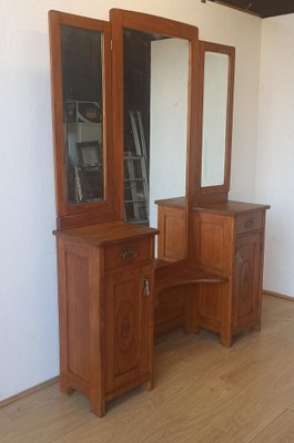 Dressing Table with Triple Mirror, 1950s-ZEF-1724948