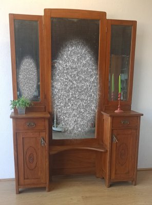 Dressing Table with Triple Mirror, 1950s-ZEF-1724948