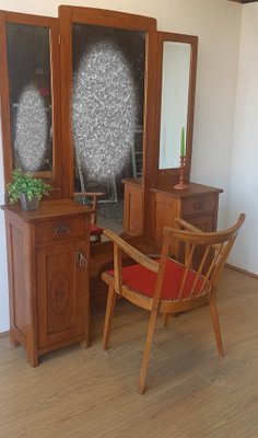 Dressing Table with Triple Mirror, 1950s-ZEF-1724948