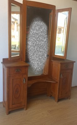 Dressing Table with Triple Mirror, 1950s-ZEF-1724948