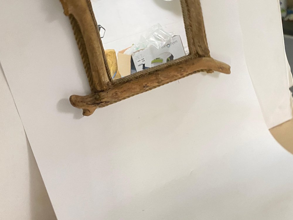 Driftwood and Rope Mirror in Grey Color, France, 1970s