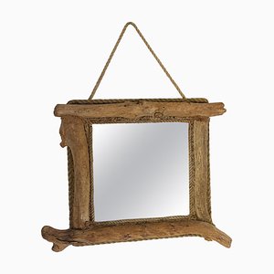 Driftwood and Rope Mirror in Grey Color, France, 1970s-UR-1723410