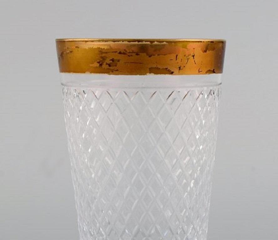 Drinking Glasses in Mouth-Blown Crystal Glass with Gold Edge, 1930s, Set of 7