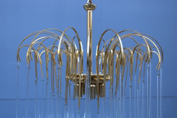 Drop Chandelier with Gilt Frame from Venini, Italy, 1970s-EH-945077