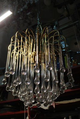 Drop Chandelier with Gilt Frame from Venini, Italy, 1970s-EH-945077