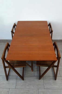 Drop-Leaf Table and Folding Chairs, 1960s, Set of 5-XTZ-2027918