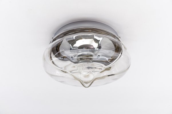 Drop-Shaped Smoked Glass Flush Mount, Germany, 1960s-KQB-1816714