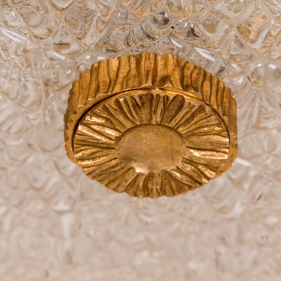 Drum Gold-Plated and Frosted Ice Glass Flushmount by J.T. Kalmar, Austria, 1960s-VDW-946936