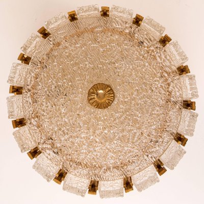 Drum Gold-Plated and Frosted Ice Glass Flushmount by J.T. Kalmar, Austria, 1960s-VDW-946936