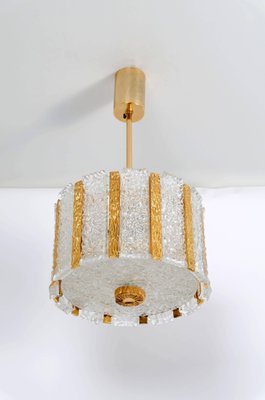 Drum Gold-Plated and Frosted Ice Glass Flushmount by J.T. Kalmar, Austria, 1960s-VDW-946936