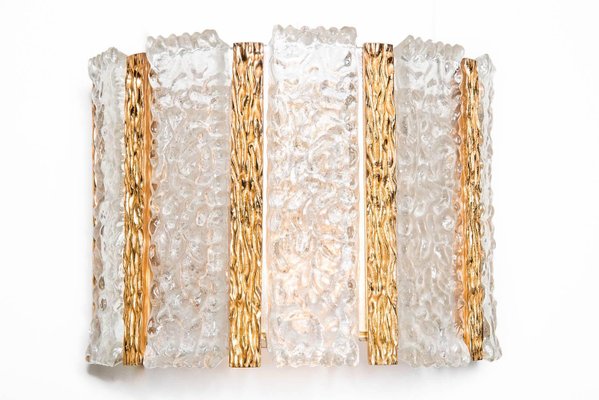 Drum Gold-Plated and Ice Glass Wall Sconce by J. T. Kalmar, Austria-VDW-988105