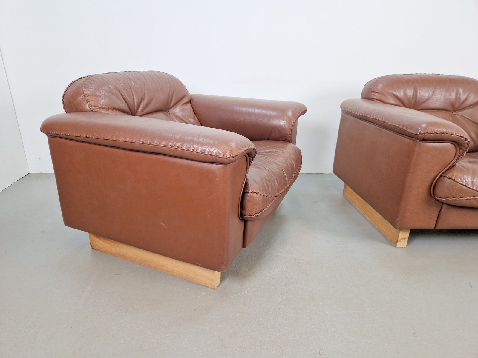 DS 101 Adjustable Brown Leather Armchairs from de Sede, 1970s, Set of 2