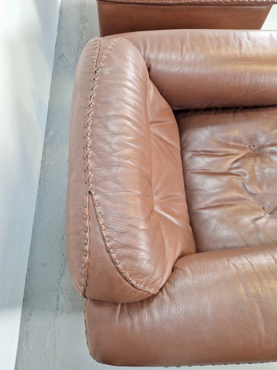 DS 101 Adjustable Brown Leather Armchairs from de Sede, 1970s, Set of 2