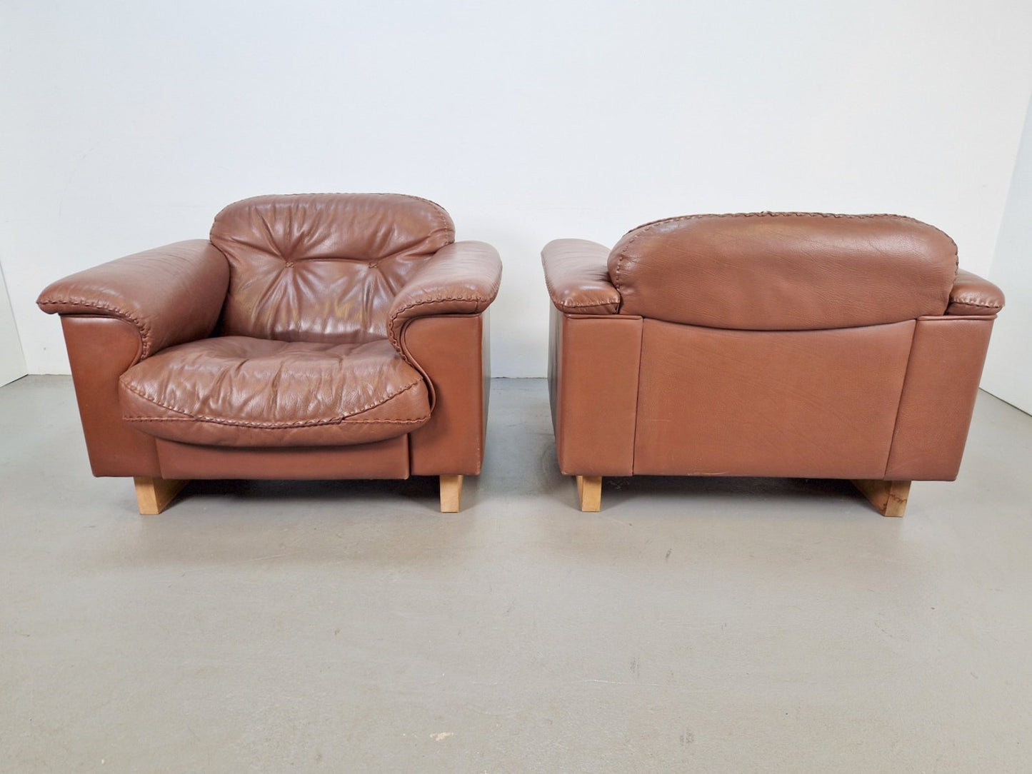 DS 101 Adjustable Brown Leather Armchairs from de Sede, 1970s, Set of 2