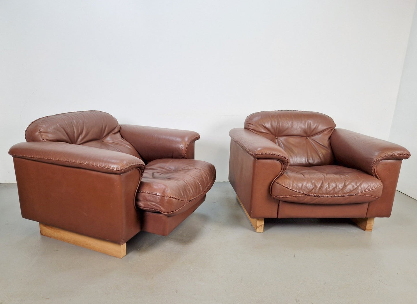 DS 101 Adjustable Brown Leather Armchairs from de Sede, 1970s, Set of 2