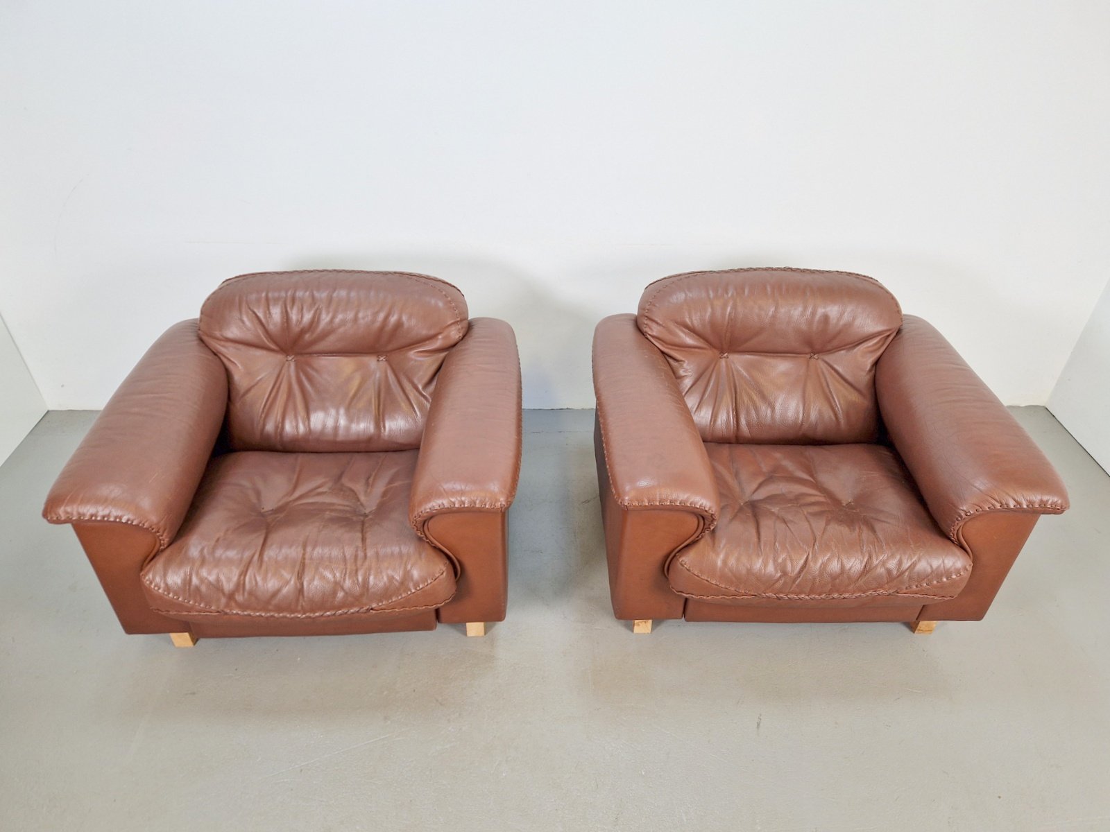 DS 101 Adjustable Brown Leather Armchairs from de Sede, 1970s, Set of 2