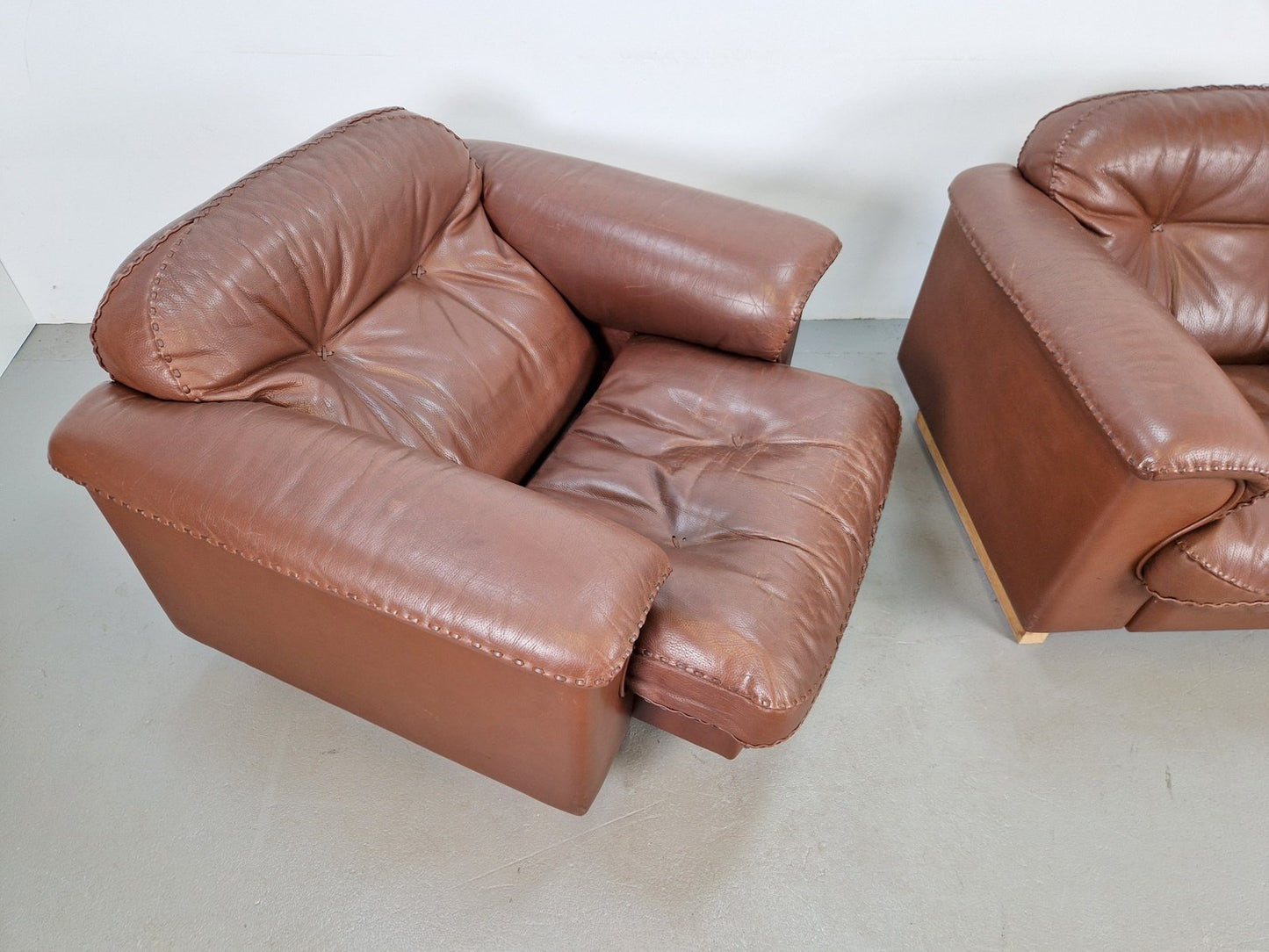 DS 101 Adjustable Brown Leather Armchairs from de Sede, 1970s, Set of 2