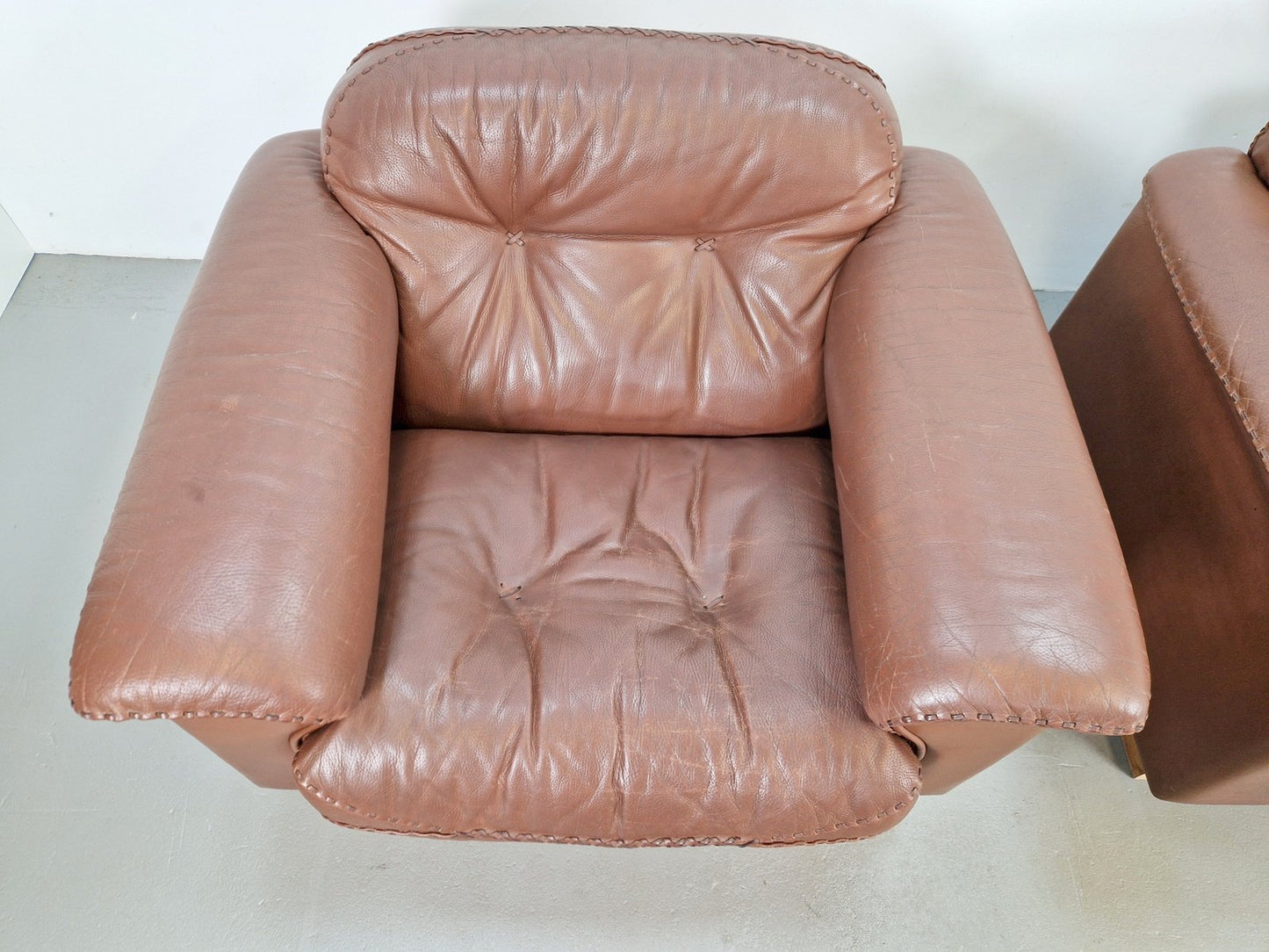 DS 101 Adjustable Brown Leather Armchairs from de Sede, 1970s, Set of 2