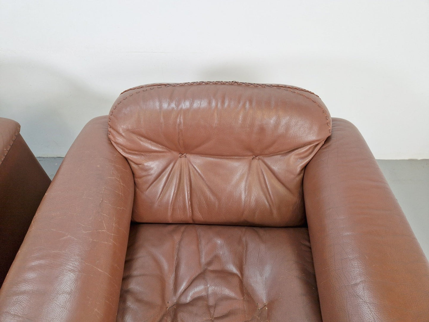 DS 101 Adjustable Brown Leather Armchairs from de Sede, 1970s, Set of 2